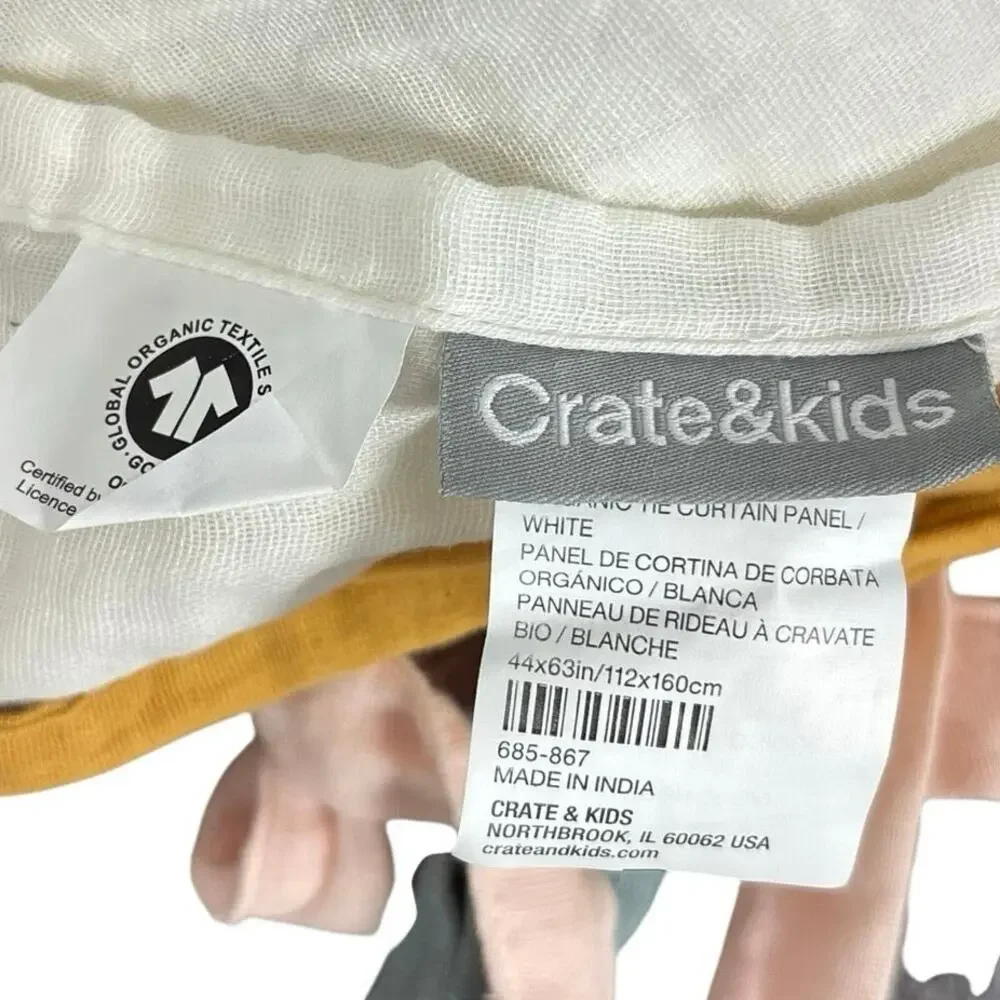 Crate & Kids Organic Muslin Curtain Panels 44x63 Set of 2 Boho Nursery